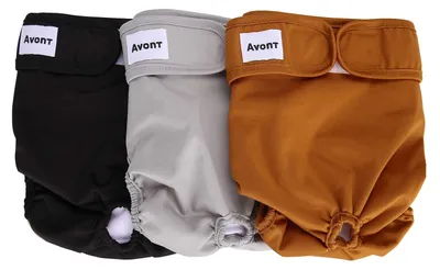 Productafbeelding van Wasbare Hondenluiers, 3 Stuks, Voor Grote Honden, Zwart/Grijs/Bruin