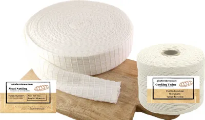 Produktbild von Räuchernetz mit Gummi 125mm / 50m + Wurstgarn 400m - Schinkennetz, Räuchernetz, Küchengarn, Kochgarn
