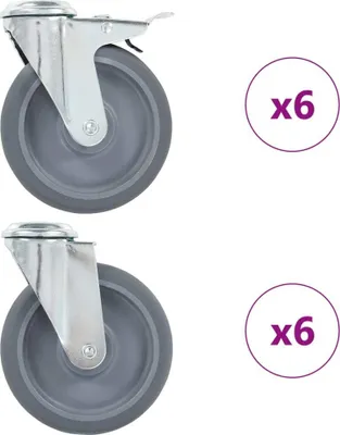 Produktbild von 12 Stk. Lenkrollen mit Rückenloch 125 mm