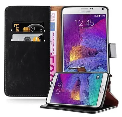 Produktbild von Cadorabo Hülle für Samsung Galaxy NOTE 4 Schutzhülle in Schwarz Handyhülle Book Tasche Case Etui Luxury