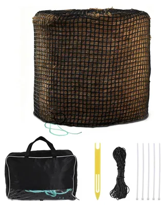 Produktbild von Heunetz - Slow-Feeder-Ballenetz - 152 x 152 cm - Hochbelastbar - Knotenlos - Für Pferde, Rinder und Schafe