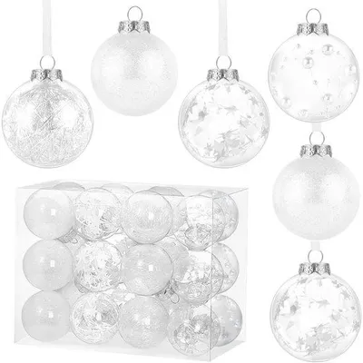 Immagine prodotto di Decorazioni per l'albero di Natale - 24 pezzi - Bianco - Decorazioni - Ideali per Natale - Sicure ed eleganti