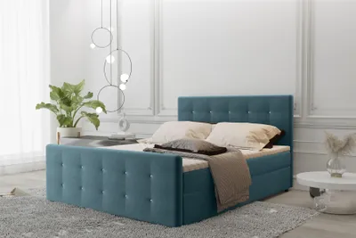 Produktbild von Boxspringbett Schlafzimmerbett MAURO 180x200cm Stoff Soro Türkis inkl.Bettkasten