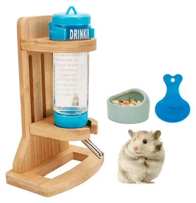Kleintier-Trinkflasche mit Holzständer, 125 ml, für Hamster & Co.