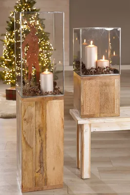 Produktbild von Gilde Windlicht Säule Holz naturfarben 26227
