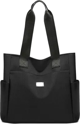 Produktbild von Damen Nylon Umhängetasche mit Reißverschluss und Mehreren Taschen - Schwarz