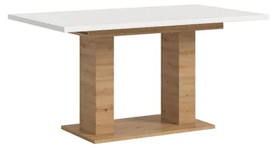 Produktbild von Esstisch ausziehbar Artisan/Weiß, 150-190 cm, Doppelsäulen-Fußgestell