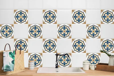 Produktbild von 24 Stück Laminierter Fliesenaufkleber Wandtattoo Aufkleber Bad Küche Orientalische dekor 20 x 20 cm