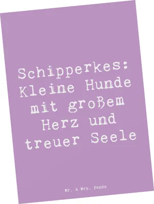 Produktbild von Mr. & Mrs. Panda Postkarte Spruch Schipperkes Herz - Lavendeltraum - Geschenk, lebhafter Hund, energiegeladener, Hunderassen Charakter, Grußkarte, mutige Hunde, bildkarte