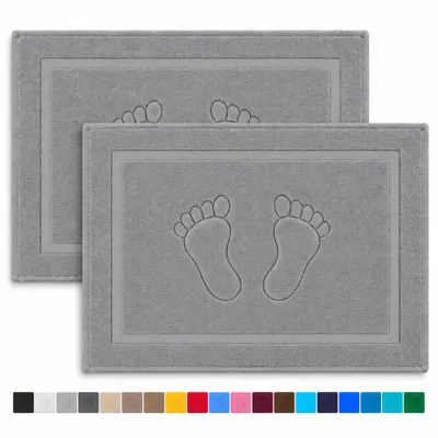 Produktbild von Komfortec Badvorleger 50x80 cm, 2er Set, 100% Baumwolle, 800 g/m², Silber Grau