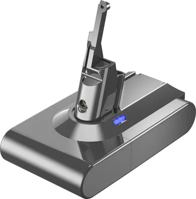 A close-up studio shot of a vacuum cleaner battery pack.