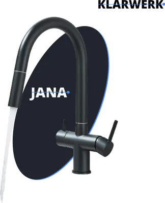Immagine prodotto di Jana | Raccordo estensibile premium a 3 vie grigio titanio opaco | Rubinetto osmosi da cucina in acciaio inox |. Filtro 3 connessioni ad arco alto