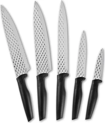 Produktbild von GOURMETmaxx Messerset Diamant-Optik - 5 Messer Edelstahl Messerset Diamant-Optik Kochmesser Küchenmesser Antihaft 5-teilig