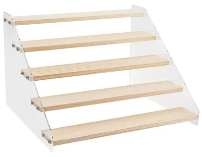 Holz-Display-Ständer, 5-stufig, 30,5x27x20 cm, Acryl-Ablagen