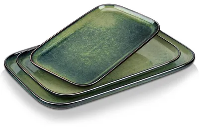 Immagine prodotto di Set di 3 piatti in Vetroceramica, colore verde, adatti al lavaggio in lavastoviglie e all'uso nel microonde