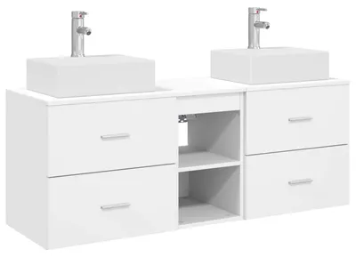 Immagine prodotto di Set di 3 mobili da bagno, colore bianco, dimensioni 49,5 x 41 x 62,5 cm