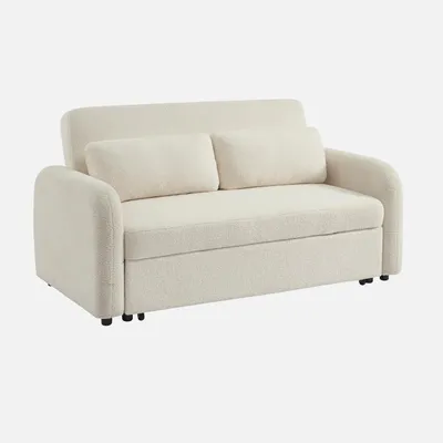 Produktbild von sweeek - Abgerundetes 2-Sitzer Sofa mit Bouclé-Bezug - Creme