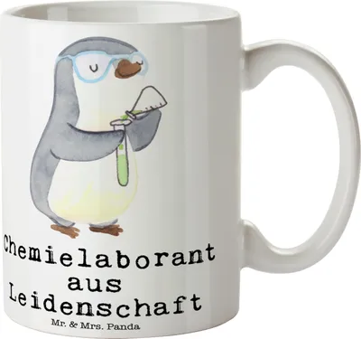 Produktbild von Mr. & Mrs. Panda Bedruckte Tasse Chemielaborant Leidenschaft - Weiß - Geschenk, Beruf, Studium, Kaffeetasse, Wissenschaftler, Labor, Spruch, Teebecher, Pott, Forschung