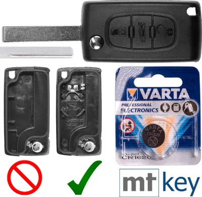 Produktbild von Autoschlüssel Funk Fernbedienung Austausch Gehäuse mit 3 Tasten + HU83 Rohling + Batterie kompatibel mit Peugeot Expert RCZ 308 207 307 Citroen C5