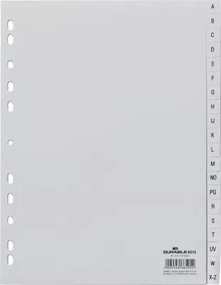 Produktbild von DURABLE Register A4 20-tlg. A-Z Int. geprägt PP, 651310 grau
