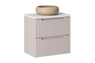 Produktbild von Badmöbel-Set Mit Aufsatzwaschbecken & Unterschrank (60 cm 2 Schubladen )Arbeitsplatte (60 cm), Nova Cashmere N BM151 - Kaschmir Matt/Weiß Matt