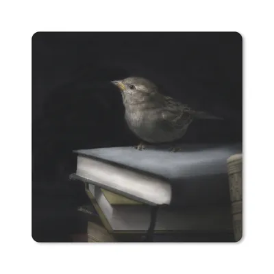 Produktbild von MuchoWow® Mauspad Mousepad Vogel - Bücher - Porträt 20x20 cm - Mousepads - Maus Mat - Pad - Mausunterlage - Desk Mat - Bureauartikeln