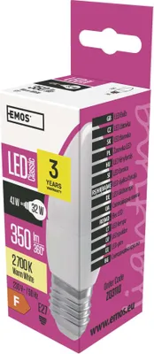 LED žárovka Classic svíčka / E27 / 4,1 W (32 W) / 350 lm / teplá bílá