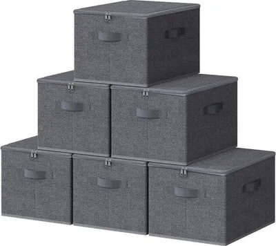 Produktbild von Famanu Aufbewahrungsboxen Set von 6 - für Kleidung - 40 x 30 x 25 cm - leigrau - mit Reißverschlussdeckel