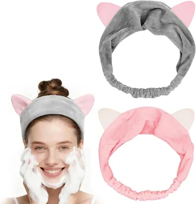 Produktbild von Haarband mit Katzenohren, Kosmetik, Spa, Make-up, grau, für Damen