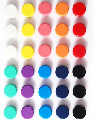 Produktbild von Set mit 30 starken, farbenfrohen Magneten für Kühlschrank und Whiteboard