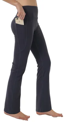 Produktbild von Damenhose Hohe Taille - Bootcut/Yogahose - Bauchkontrolle - Workout/Laufhose - Vordertaschen - Bequemes Material