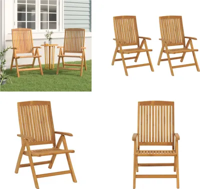 Produktbild von vidaXL Gartenstühle 2 Stk. Verstellbar Massivholz Teak - Verstellbarer Gartenstuhl - Verstellbare Gartenstühle - Garten Liegestuhl - Gartenstuhl