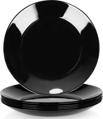 Immagine prodotto di Piatti da dessert in vetro, neri, 18 cm, set da 6