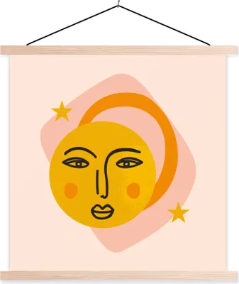 Produktbild von MuchoWow® Textilposter Sonne - Rosa - Sommer 40x40 cm mit holzfarbenen Rahmen - Posterleiste