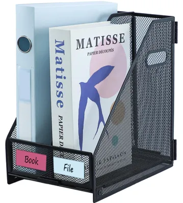 Schreibtisch-Organizer, Metall, 2 Fächer, 17x27x29,5 cm, Schwarz