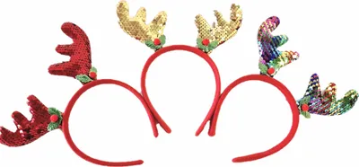 Produktbild von 3x Rentier Haarreif Stirnband Weihnachten Haarschmuck Bling Kopfschmuck  Haardeko Rot Gold Bunt
