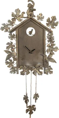 Produktbild von Clayre & Eef Wanduhr 36x8x86 cm Goldfarbig Eisen Blätter