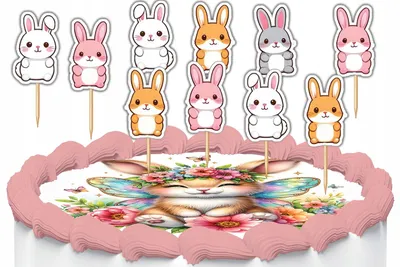 Image de Décorations à gâteau cake toppers - Animaux Lapin BUNNY 10 pièces