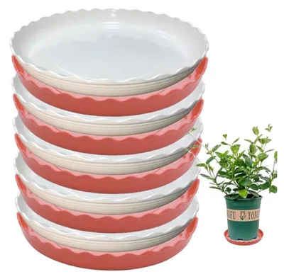 Immagine prodotto di Set di 10 sottovasi riutilizzabili per fiori - Sottovasi rotondi in plastica per piante