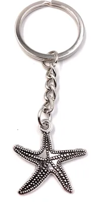 Produktbild von Onwomania Schlüsselanhänger Keychain Silber Metall Seestern Meer Tier Ozean Anhänger