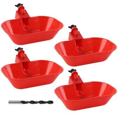 Tränkeschale für Geflügel, 4 Stück, PP, 15x10x4,5 cm, rot