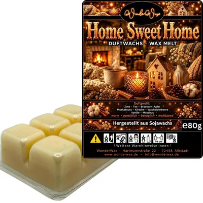 Produktbild von WonderWax Duftwachs Wax Melts für Duftlampe, 6 Würfel Duftmelt Wachsmelt Sojawachs Duftwachs Würfel für Raumdüfte, Wachs Duftöl Winter Indoor Schmelzen für Aromalampe Home Sweet Home