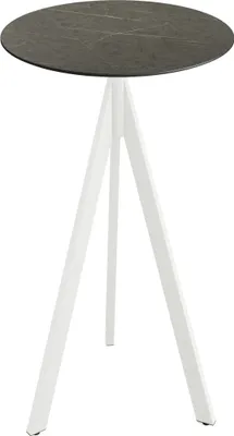 Produktbild von Infinity Tripod Stehtisch Weiß frame + Midnight Marble HPL Ø70 cm