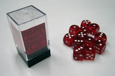 Produktbild von Chessex 23604, Würfelsatz, Rot, Weiß, Unisex, Deutschland, 16 mm, 16 mm