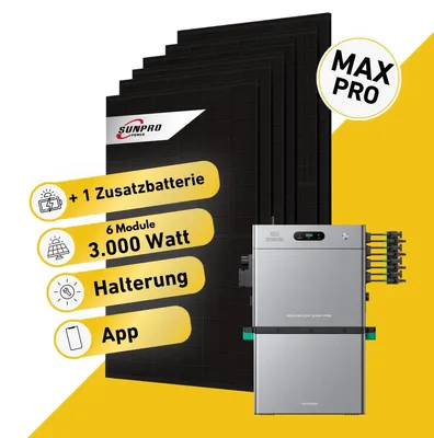Produktbild von 3000 Watt, Bifazial Komplettset, Balkonkraftwerk, Zendure Solarflow 2400 Pro, AB3000L Zusatzbatterie