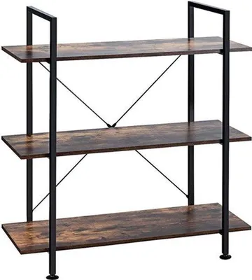 Produktbild von Industrielles Bücherregal – Metall und Holz – 3 Ebenen – Multifunktionales Aufbewahrungsregal