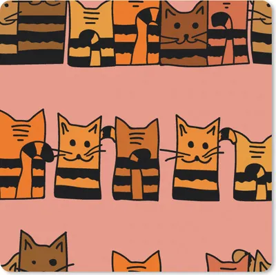 Produktbild von MuchoWow® Mauspad Mousepad Katzen - Muster - Tiere - Kinder 20x20 cm - Mousepads - Maus Mat - Pad - Mausunterlage - Desk Mat - Bureauartikeln
