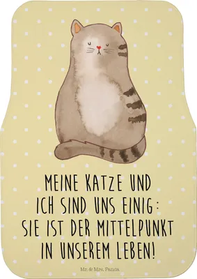 Produktbild von Mr. & Mrs. Panda Auto Fußmatte Katze Sitzen - Gelb Pastell - Geschenk, Autoteppich, Fahrzeugteppich, Haustier, Automatte, Auto-Fußmatte, Fürs, Katzen, Cat, Liebe
