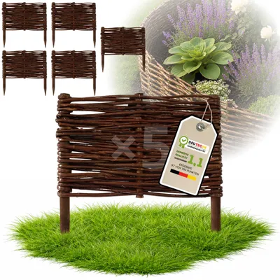 Produktbild von Floranica 5 Stück Beetbegrenzung Weide 20 cm x 30 cm – Rasenkante Weidengeflecht Beeteinfassung, Beetumrandung