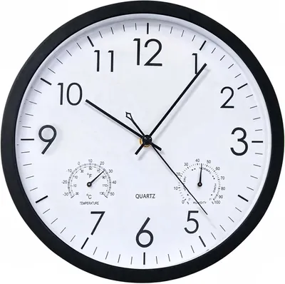 Obrázok produktu pre Rondové Quartz Nástenné hodiny 30 cm, bez tikania, odolné voči poveternostným vplyvom, s teplomerom a